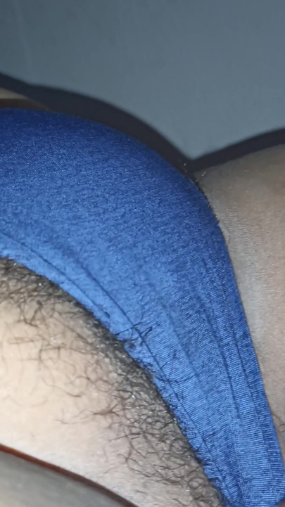 I push my wife's panties aside to see her fat, hairy pussy | Clip 3