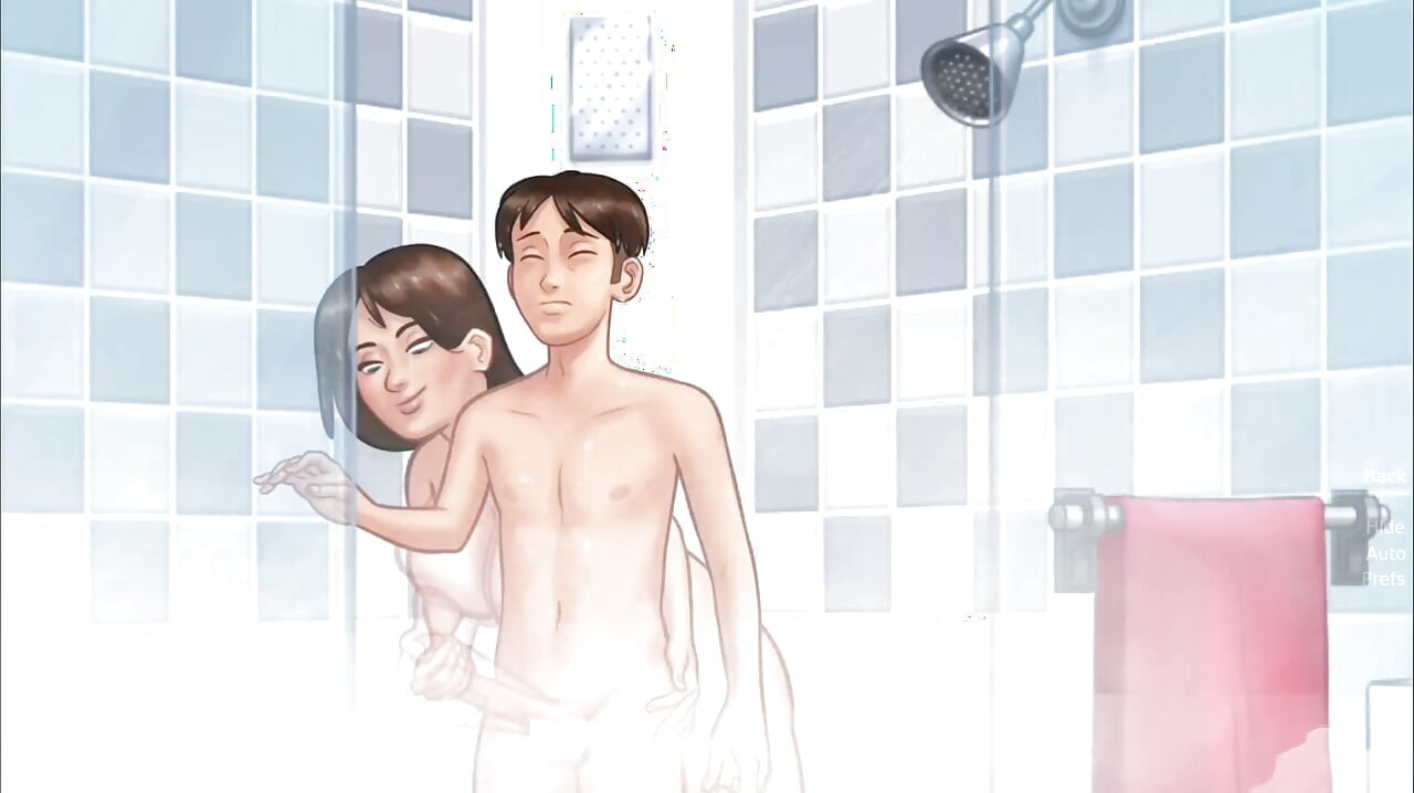 Anon sucks Debbie's asshole and squeeze her big boobs in shower - summertime saga gameplay part 4