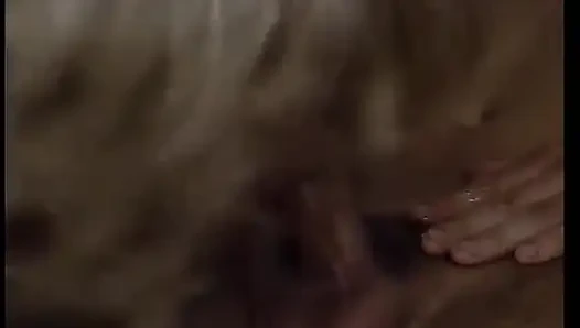 Seductive blonde gets her face showered with warm cum