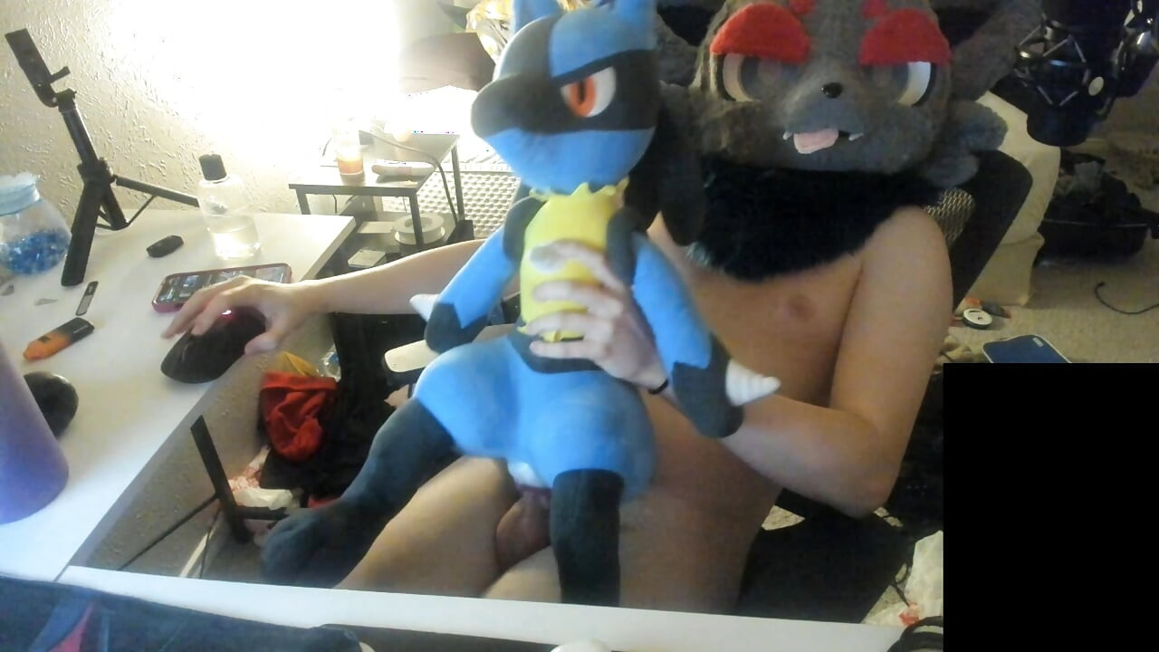 Poke Furry Fursuiter Cums in Plushie
