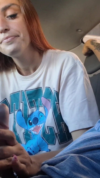 Jaw-dropping moment from "Risky handjob on the street for redhead on the street!"