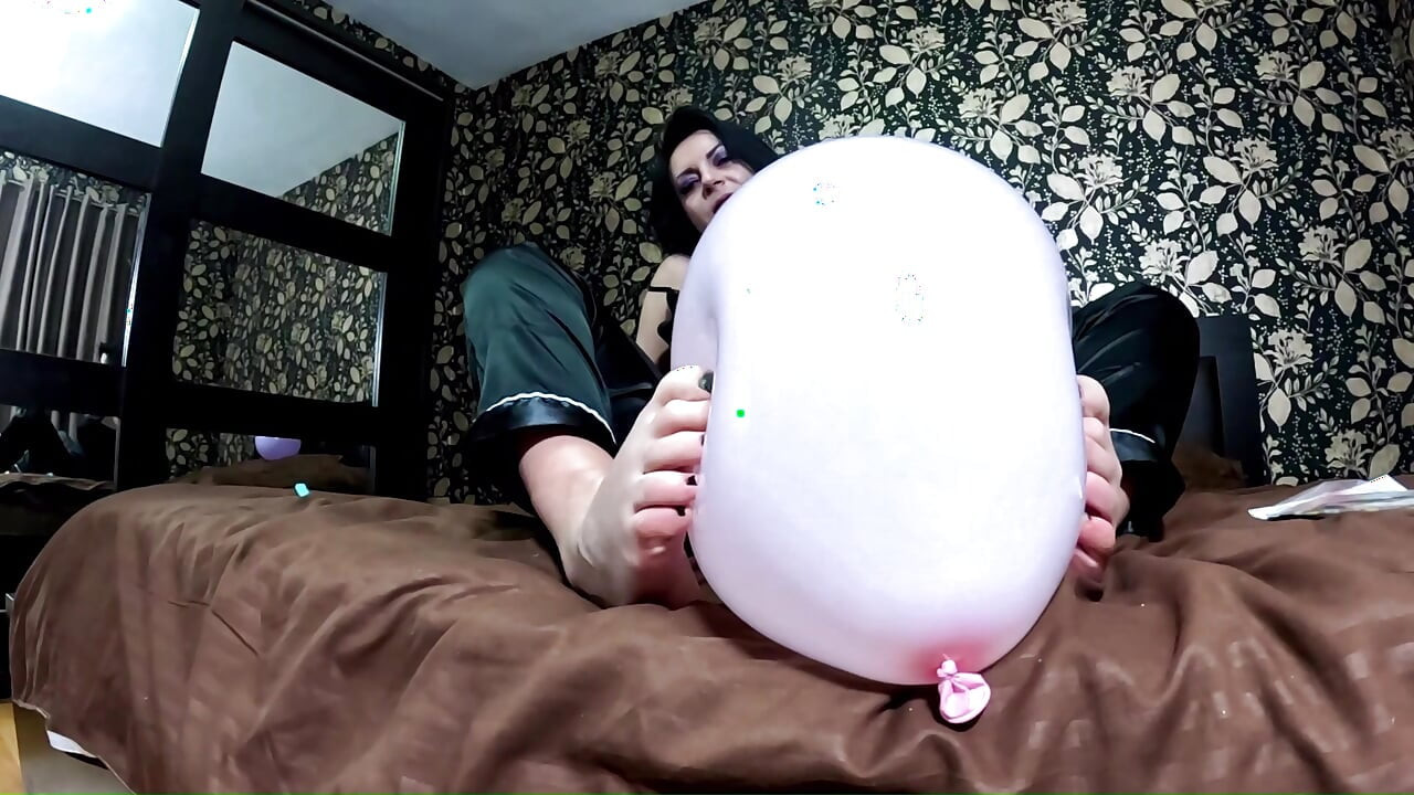 Satin Pajama Balloon Fetish Teasing, Nail Play & Barefoot Balloon Popping