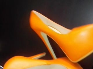 Sapatos de salto laranja sexy