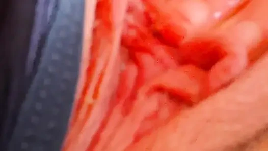 Masturbation of pleasure by a brunette and hot solo