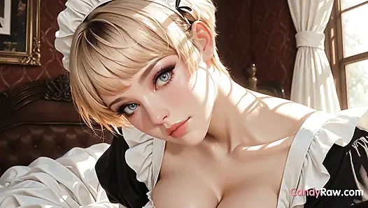 3D Blonde Maid Drops All for Hot MILF Action and Big Cock in Animation