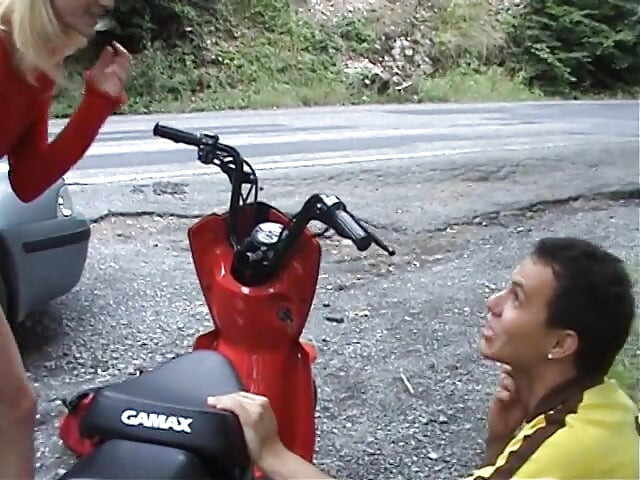 European teen picked up and fucked on the side of the road