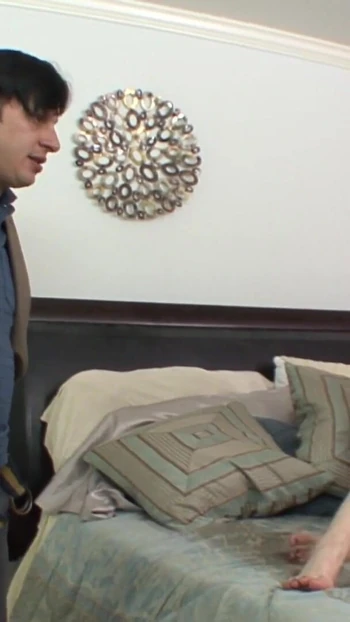Memorable moment from "Guy licks, then fucks a babysitter's horny pussy on the bed"