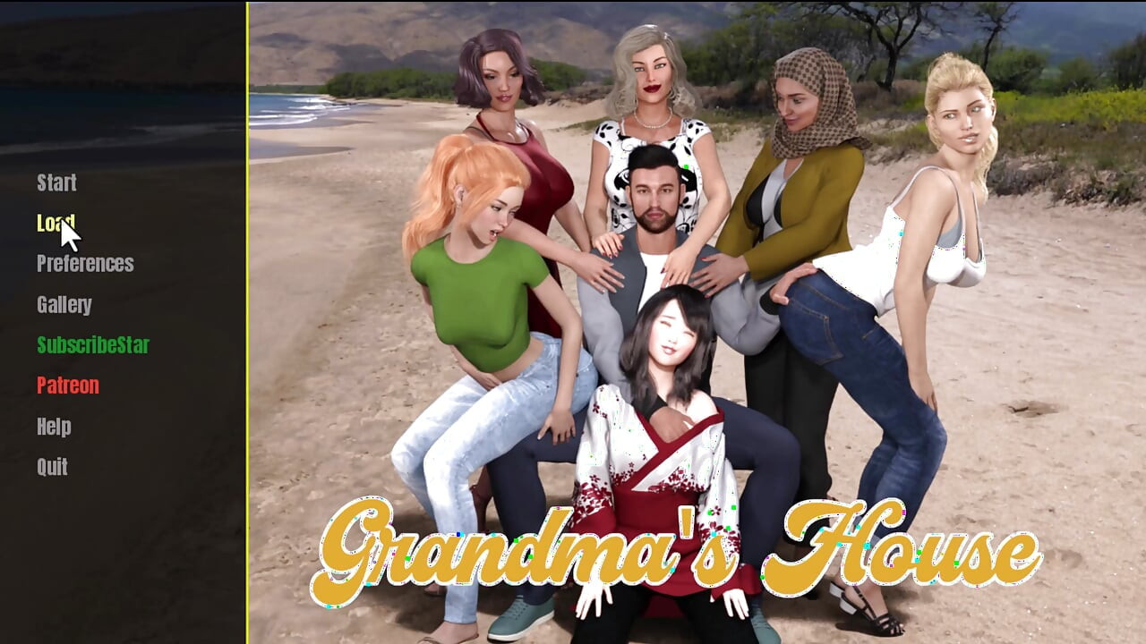 Nenek rumah - mengusik zakar berganda dan pancutan mani.