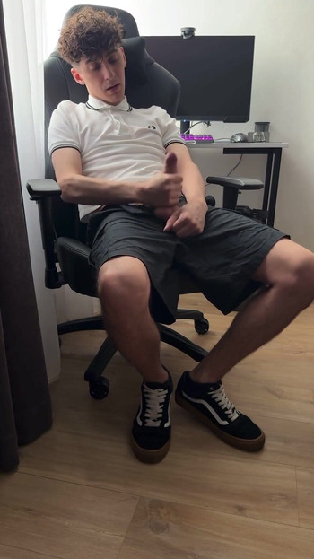 Iconic moment from "Curly twink guy jerked off after college and cum"