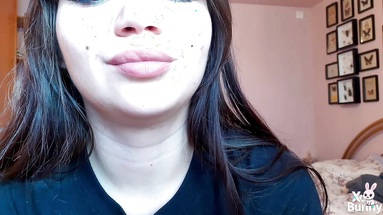 Big luscious lips with natural color lipgloss smoking cigarette