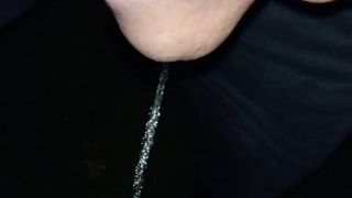 Night outdoor solo pissing after mastrubation