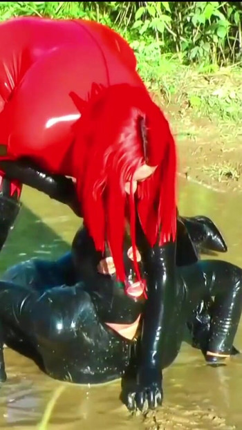 Epic moment from "Wet and messy latex rubber fetish video, dirty talk humiliation"