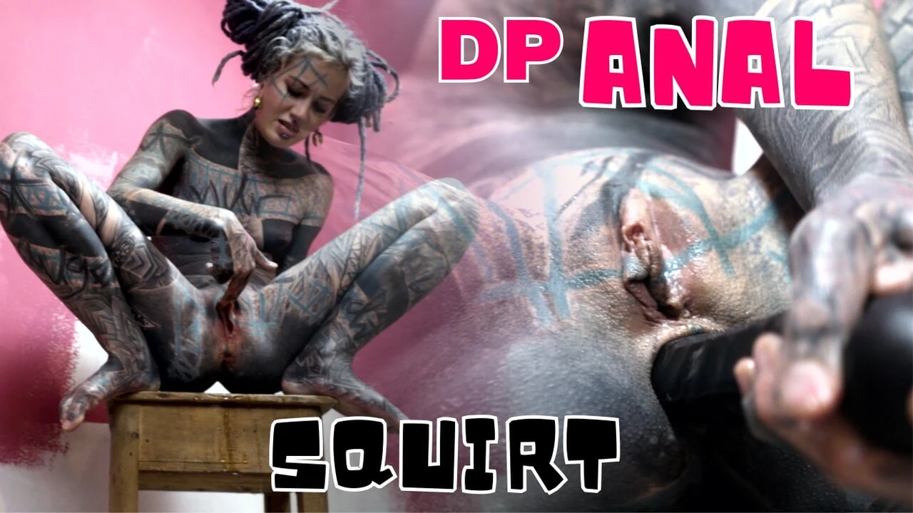 Skinny Tattooed Girl Work Wear Gets Horny Painting Solo Masturbation, ANAL, GAPES, SQUIRT