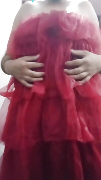 Indian Gay Crossdresser Gaurisissy real xxx homemade sex in Red lehenga