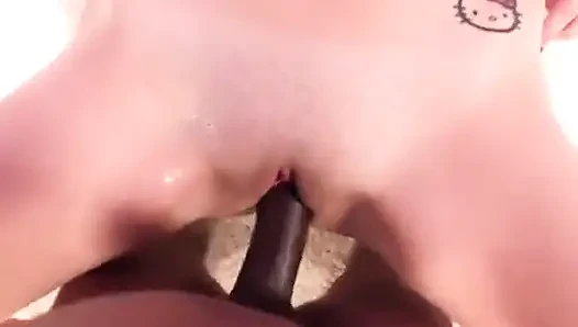 Horny babe enjoys her wet pink pussy banged hard by a huge pole