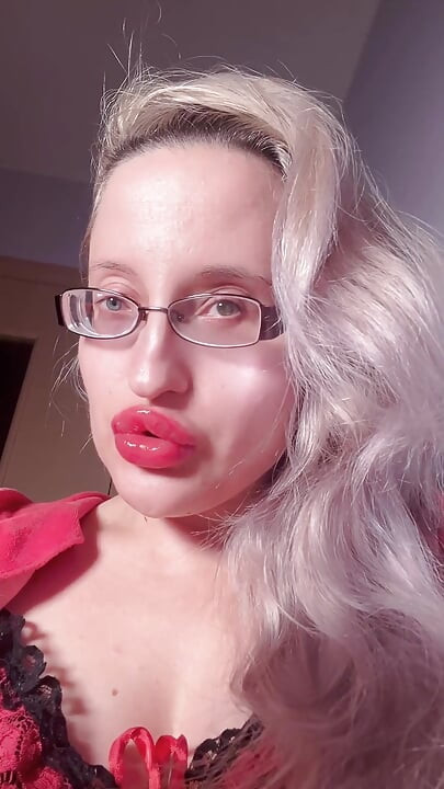 Your Wife Is Nothing Because You in Love with Findom Goaldigger. Edging Ritual in Big Thick Eyeglasses and Red Big Lips.