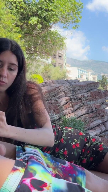 Spectacular moment from "Public Dick Flashing on the Beach - I took his dick in my hand and helped him cum"
