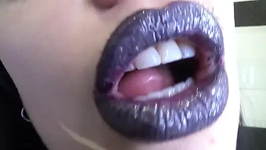 Bibir glossy ungu! Fetish ciuman dan bebek wajah!!