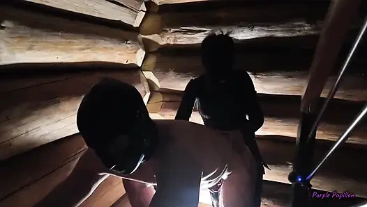 Dark Pegging on the Stairs with a Pink Dildo