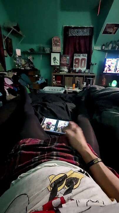 Rubbing one out in her skirt