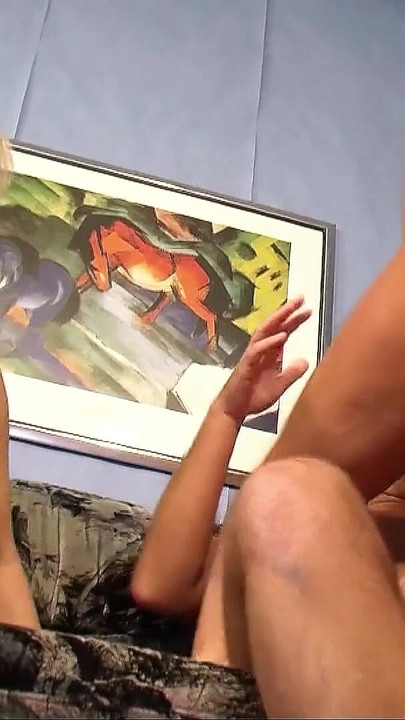 Iconic moment from "German Step Mom and Mature next Door Teach Virgin Boy how to Fuck in FFM 3Some"