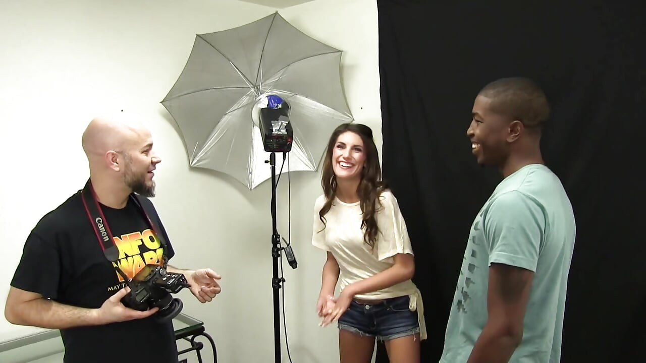 August Ames gets fucked hard by big black cock after photoshoot