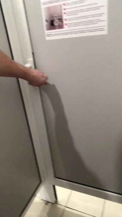 Naked faggot cum in public toilet
