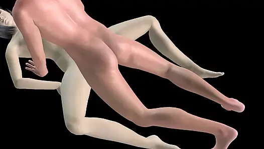 Animated 3D Porn - Asian Man Fucking Beautiful Girl in Missionary Pussy & Ass Creampie