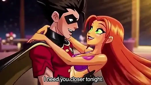 STARFIRE & ROBIN, DAMPFENDE PENTHOUSE-ROMANTIK - HEIßES 3D-anime-paar