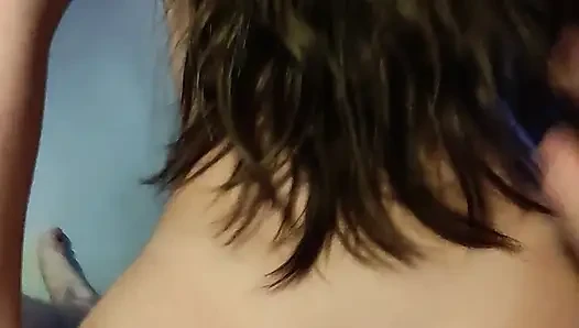 hot brunette blows and rides big stiff cock until he cums all over her pussy