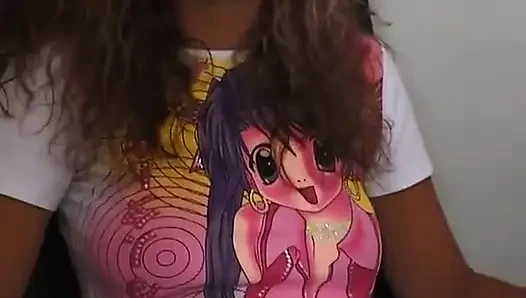 Gorgeous curly haired babe masturbating in solo video