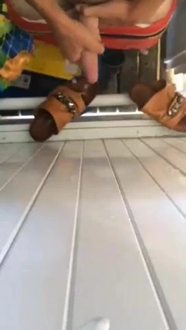 Cum on the shoes of a strange in the changing room 7