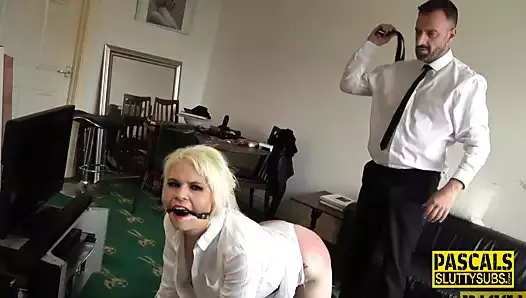 Whipped and gagged mature submissive slut