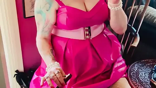Pink To Make The Boys Wink! Tina Snua In A Leather Dress Smoking A Cigar