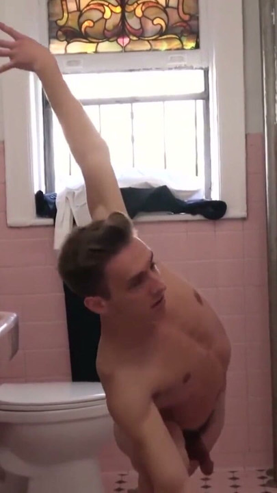 Mormon boy works out and strokes while showering solo | Clip 1