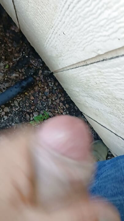 Pissing and jerk off outside