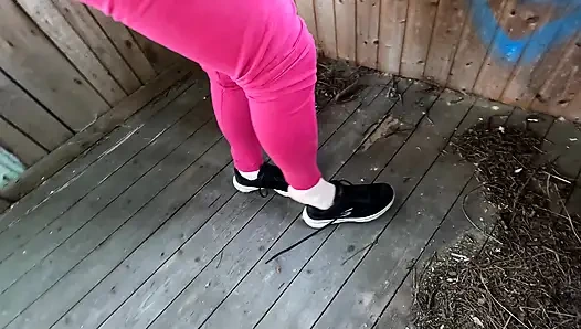 Tits and ass spanked on the porch