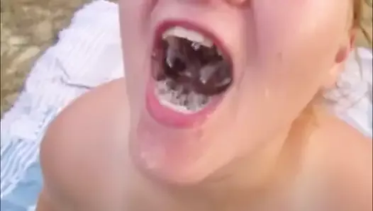 Pissing In This Cum Whore’s Mouth In Public – Nasty Bitch