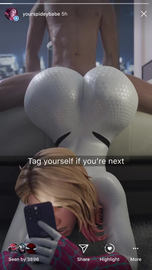 Gwen cavalgando esse pau