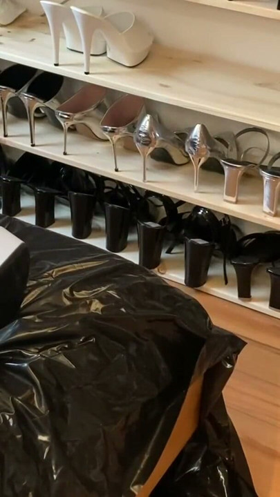 White Heels, white Leggings, Black Nylons | Clip 1