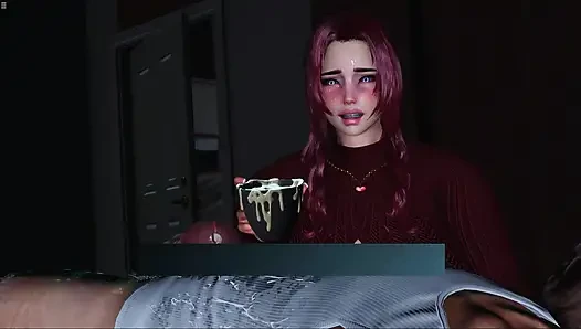 BBW Megan Collecting Her Father In law Cum With Coffee Cup
