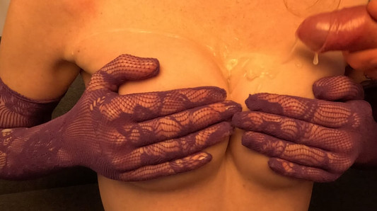 FPOV with Purple Gloves made Him Cum all over Her Tits ! - Ninanick