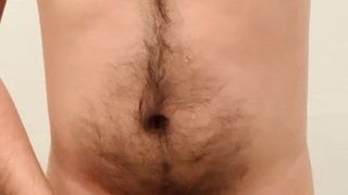 Hot hairy step dad shows his uncut meat