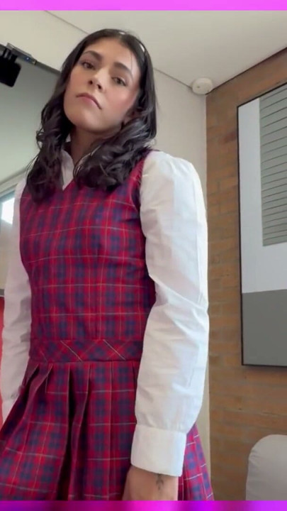 A student in school uniform gets fucked by a big erect cock | Clip 1