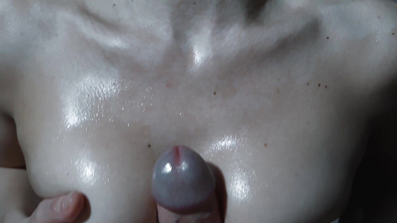 I Get on My Knees and Fuck His Cock with My Oiled Tits