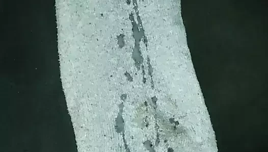 Schnell auf eine graue Socke gespritzt (nach dem 5x wichsen)