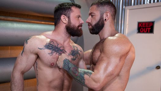 Bearded muscle guys love anal fucking