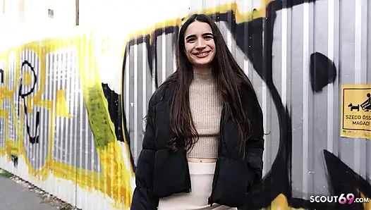 GERMAN SCOUT - оргазм с закаткой глазами для стройной французской девушки Candie Luciani на кастинге траха