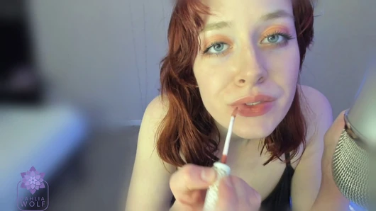 ASMR – HOT redhead, sweet lip gloss kisses