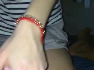 Blow and hand job while watching porn by euro Jew beauty